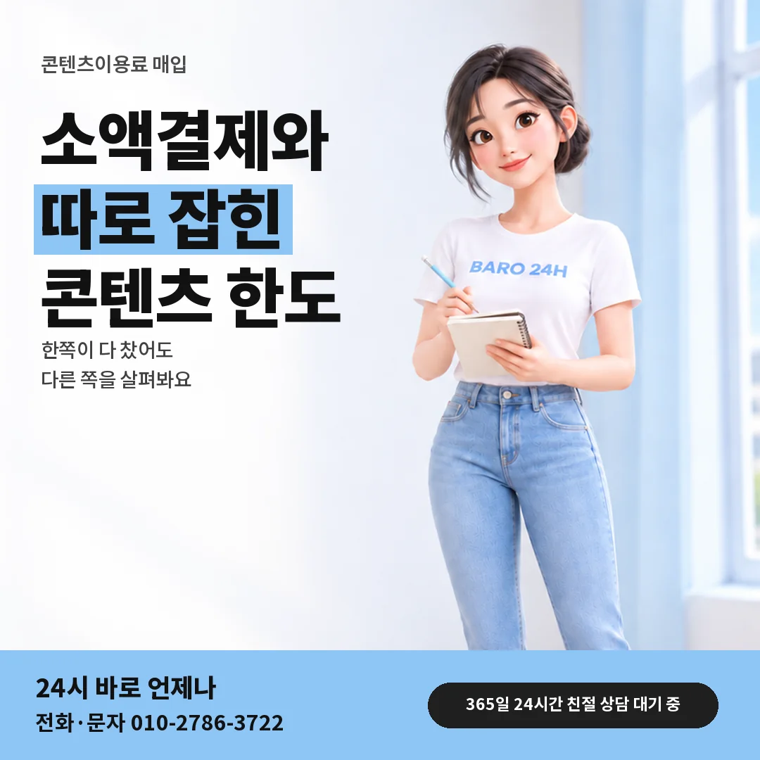 휴대폰을 보며 웃는 BARO 24H 티셔츠를 입은 3D 인물 옆에 「두 한도 따로 보기」 제목을 얹은 안내 카드